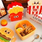 Creative Cartoon Bento Box Divided Leakproof Portable Lunch Box Hamburger French Fries Food Container Picnic - Image 5
