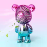 Graffiti Bear Electric Fan USB Rechargeable Desktop Fan Electroplating Gradient 3-speed for Camping Outdoor Travel - Image 2