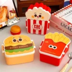 Creative Cartoon Bento Box Divided Leakproof Portable Lunch Box Hamburger French Fries Food Container Picnic - Image 3