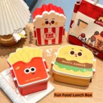 Creative Cartoon Bento Box Divided Leakproof Portable Lunch Box Hamburger French Fries Food Container Picnic - Image 2