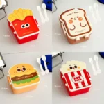 Creative Cartoon Bento Box Divided Leakproof Portable Lunch Box Hamburger French Fries Food Container Picnic - Image 6