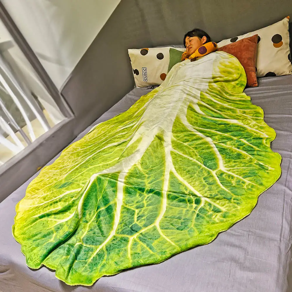 kf-S0cf390e7007d4ab08a733832f34e66b4V Double Sided Cabbage Blanket - It's A Bloody Big Cabbage Leaf. Pretend You're A Pixie - Image 1